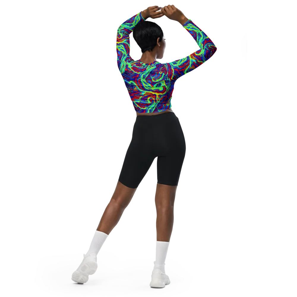 Voltage Marbling on Long Sleeve Crop Top — Back