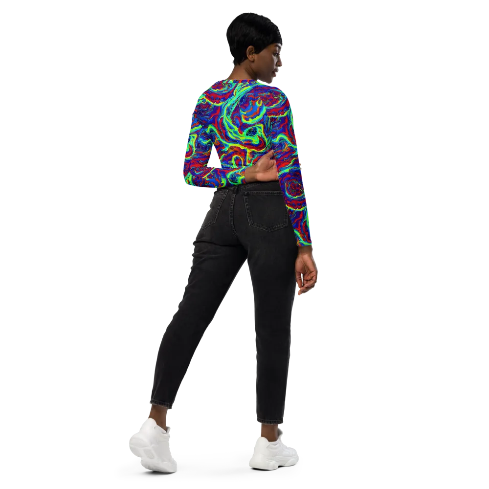Voltage Marbling on Long Sleeve Crop Top — Right Back