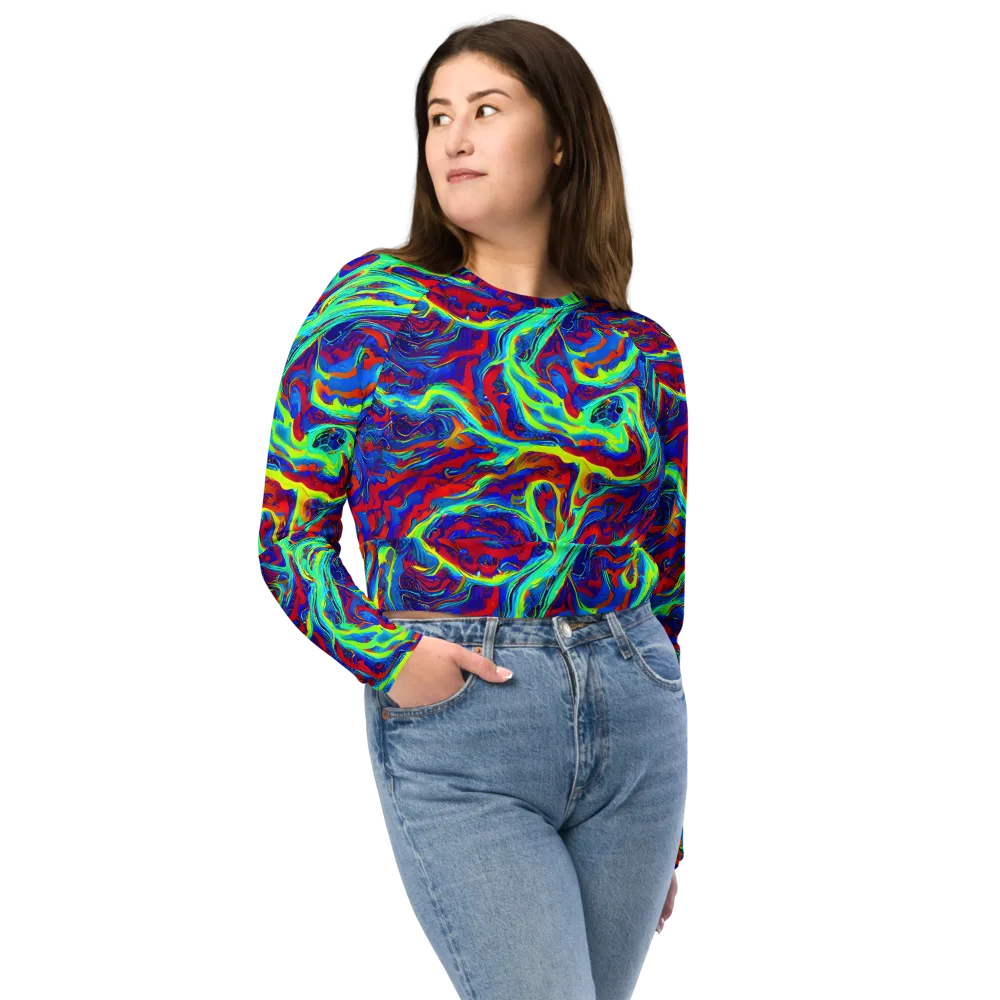 Voltage Marbling on Long Sleeve Crop Top — Front
