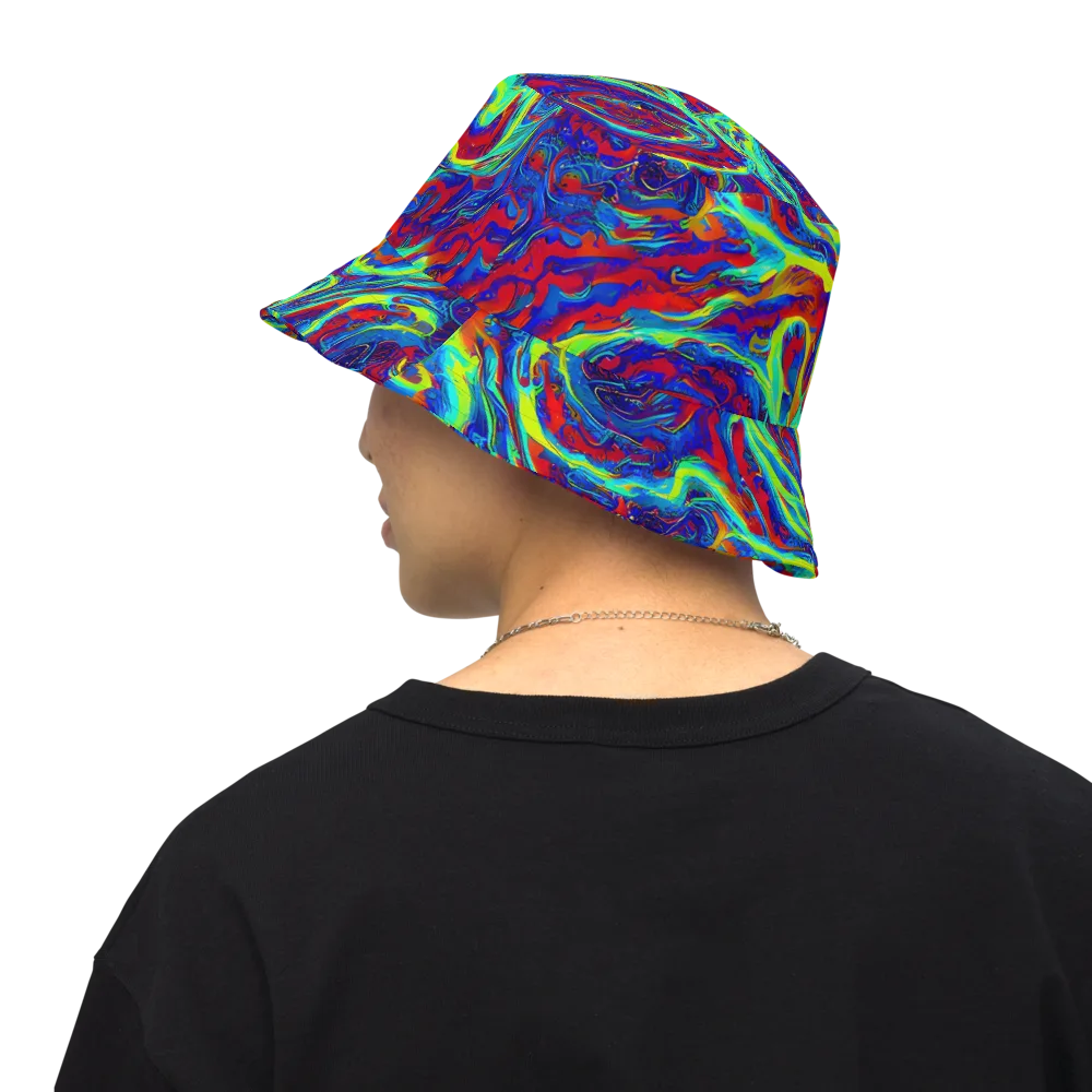 Voltage Marbling on Reversible Bucket Hat — Back Inside