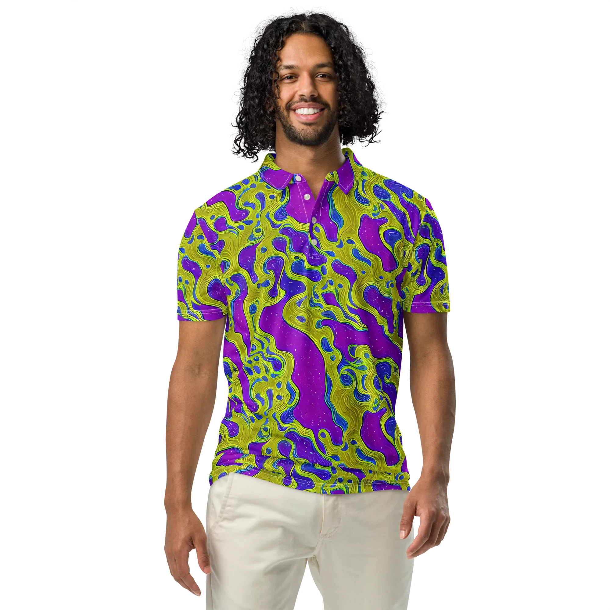 Electric Mire on Men's Slim Fit Polo Shirt — Front