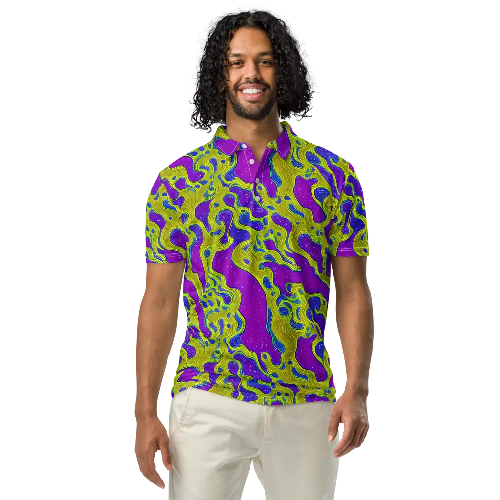 Electric Mire on Men's Slim Fit Polo Shirt — Front