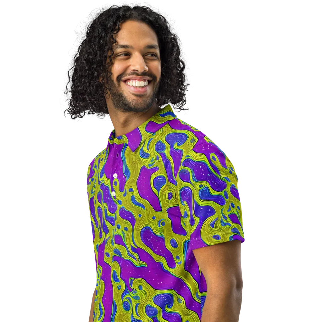 Electric Mire on Men's Slim Fit Polo Shirt — Left Front
