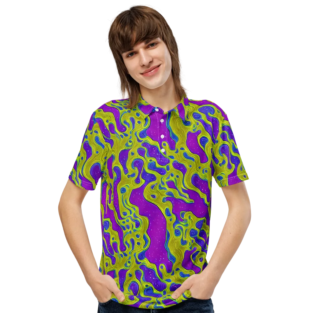 Electric Mire on Men's Slim Fit Polo Shirt — Front