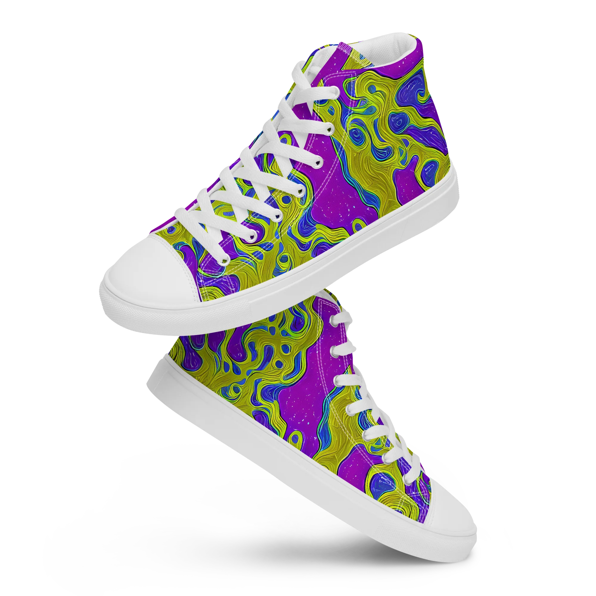 Electric Mire on Women's High Top Canvas Shoes — Front
