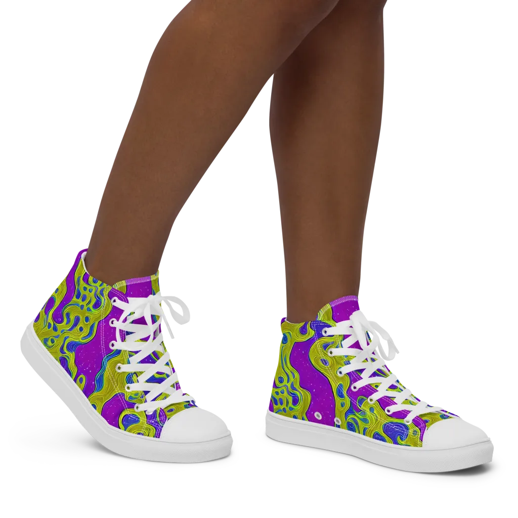 Electric Mire on Women's High Top Canvas Shoes — Right