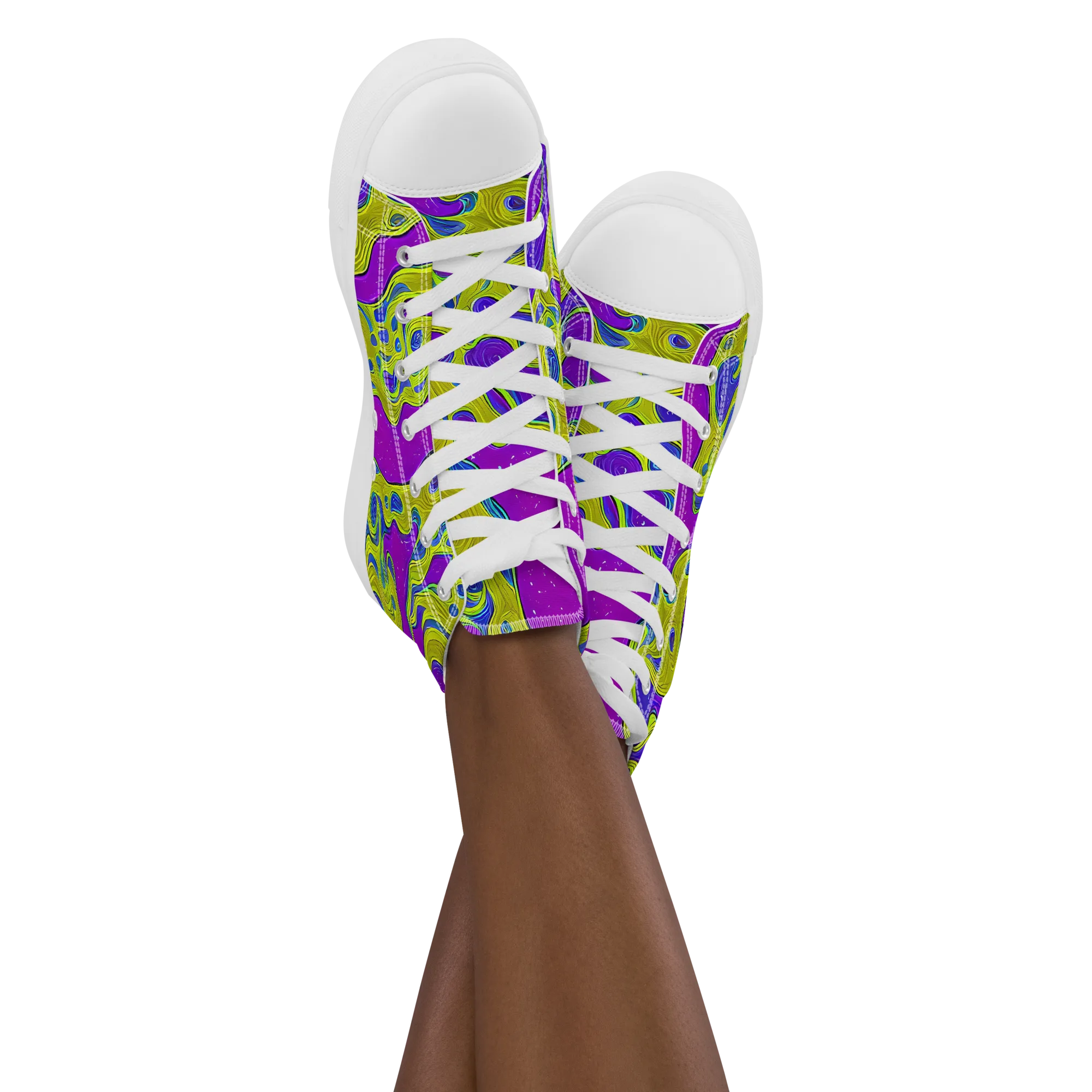 Electric Mire on Women's High Top Canvas Shoes — Front