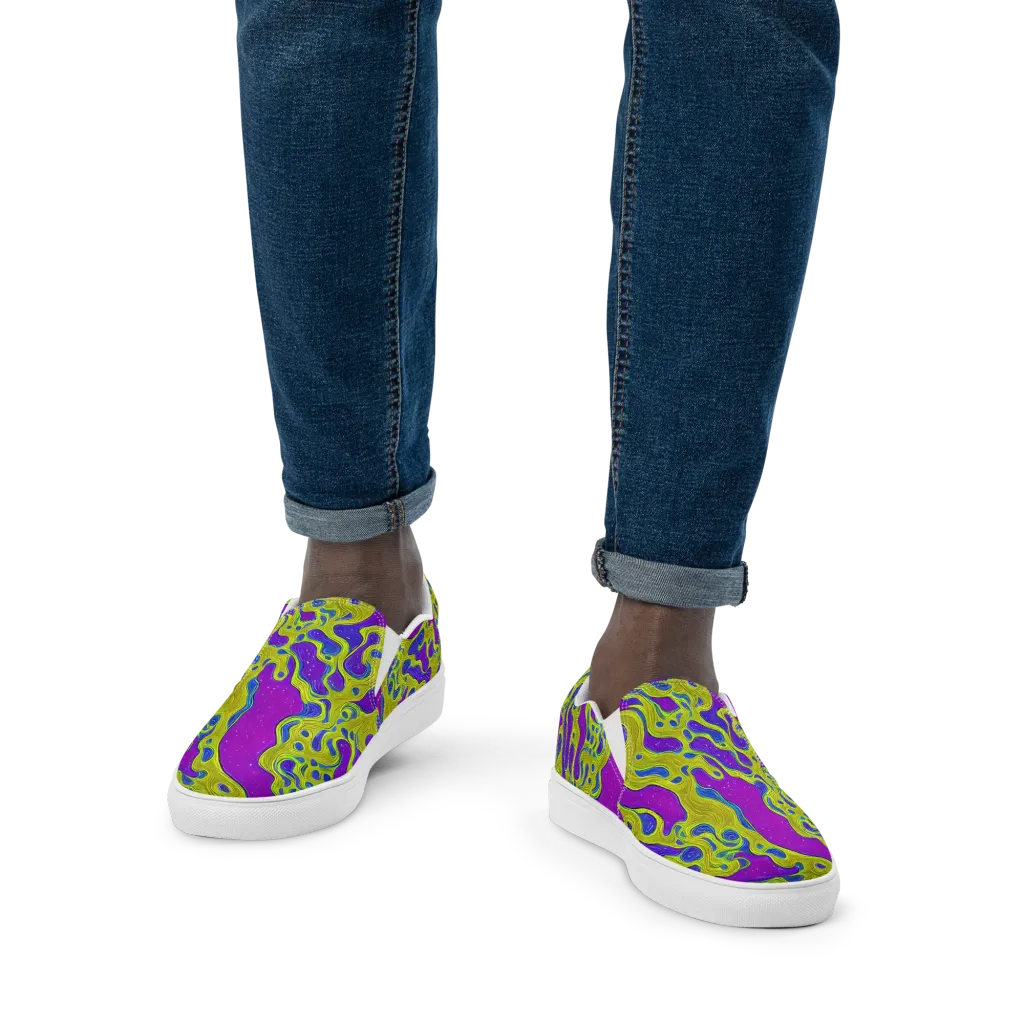 Electric Mire on Men's Slip-On Canvas Shoes — Front