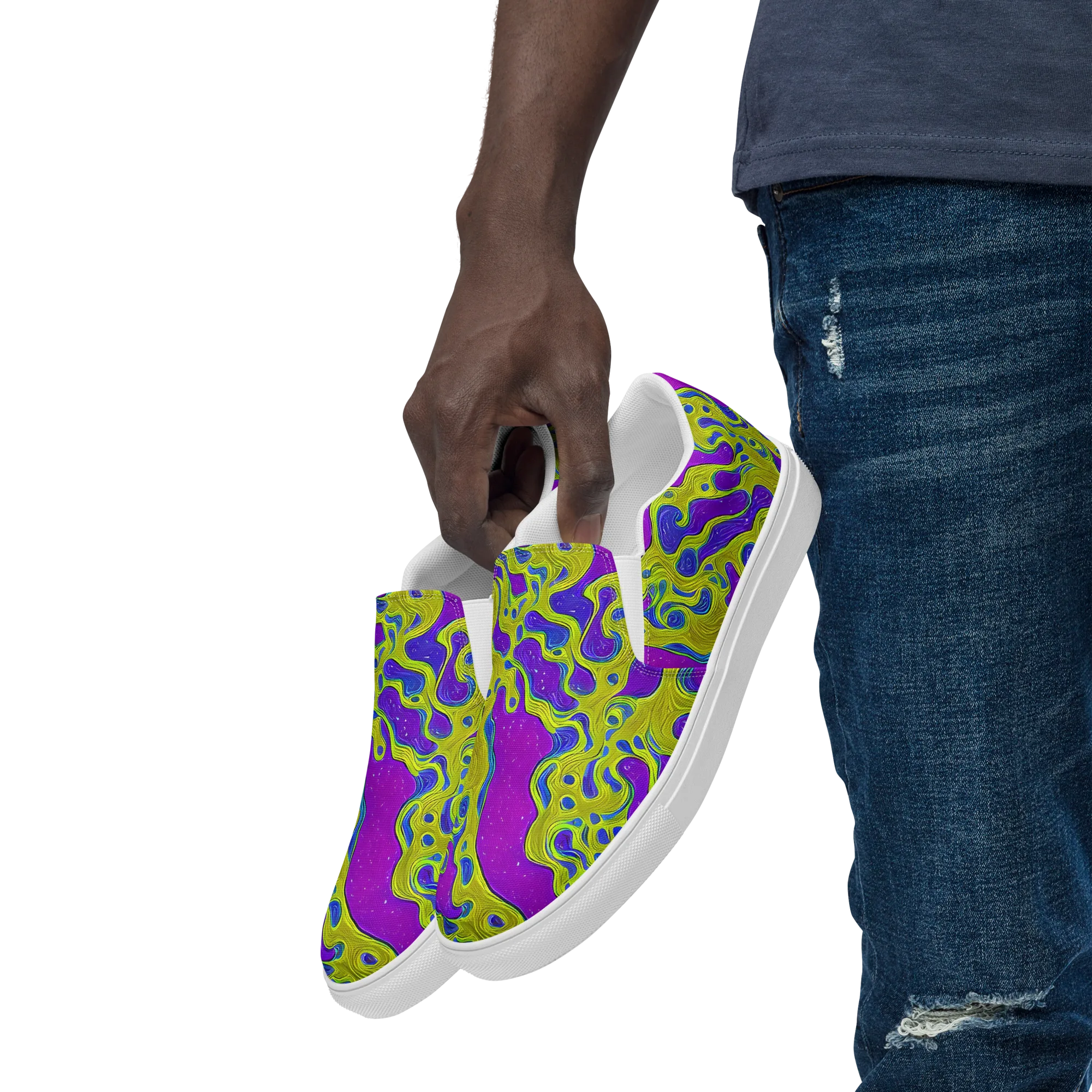Electric Mire on Men's Slip-On Canvas Shoes — Left Front