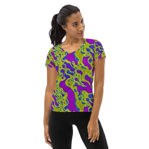 Electric Mire on a Women's Athletic T-Shirt