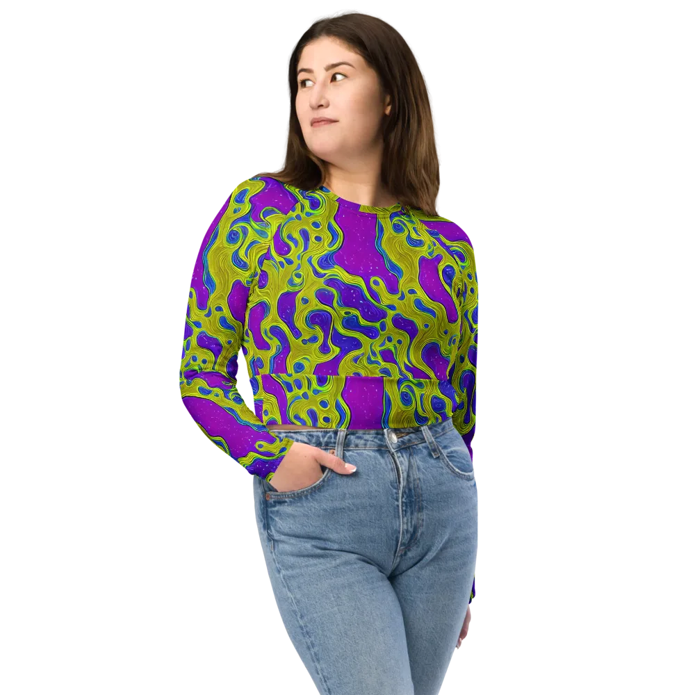 Electric Mire on Long Sleeve Crop Top — Front