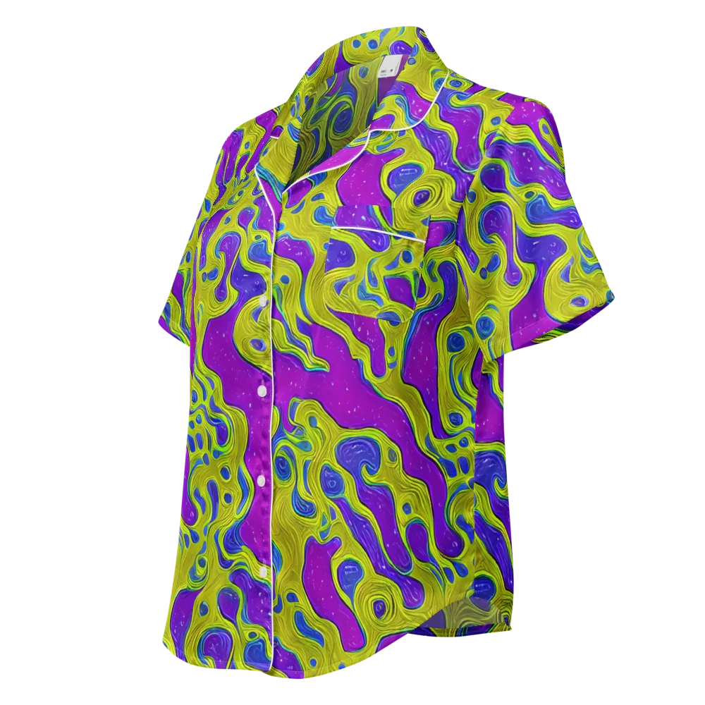 Electric Mire on Women's Short Sleeve Pajama Top — Left Front