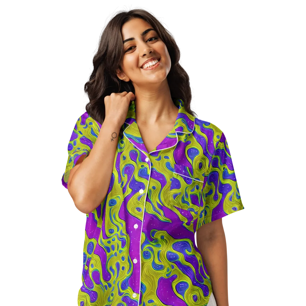Electric Mire on Women's Short Sleeve Pajama Top — Front