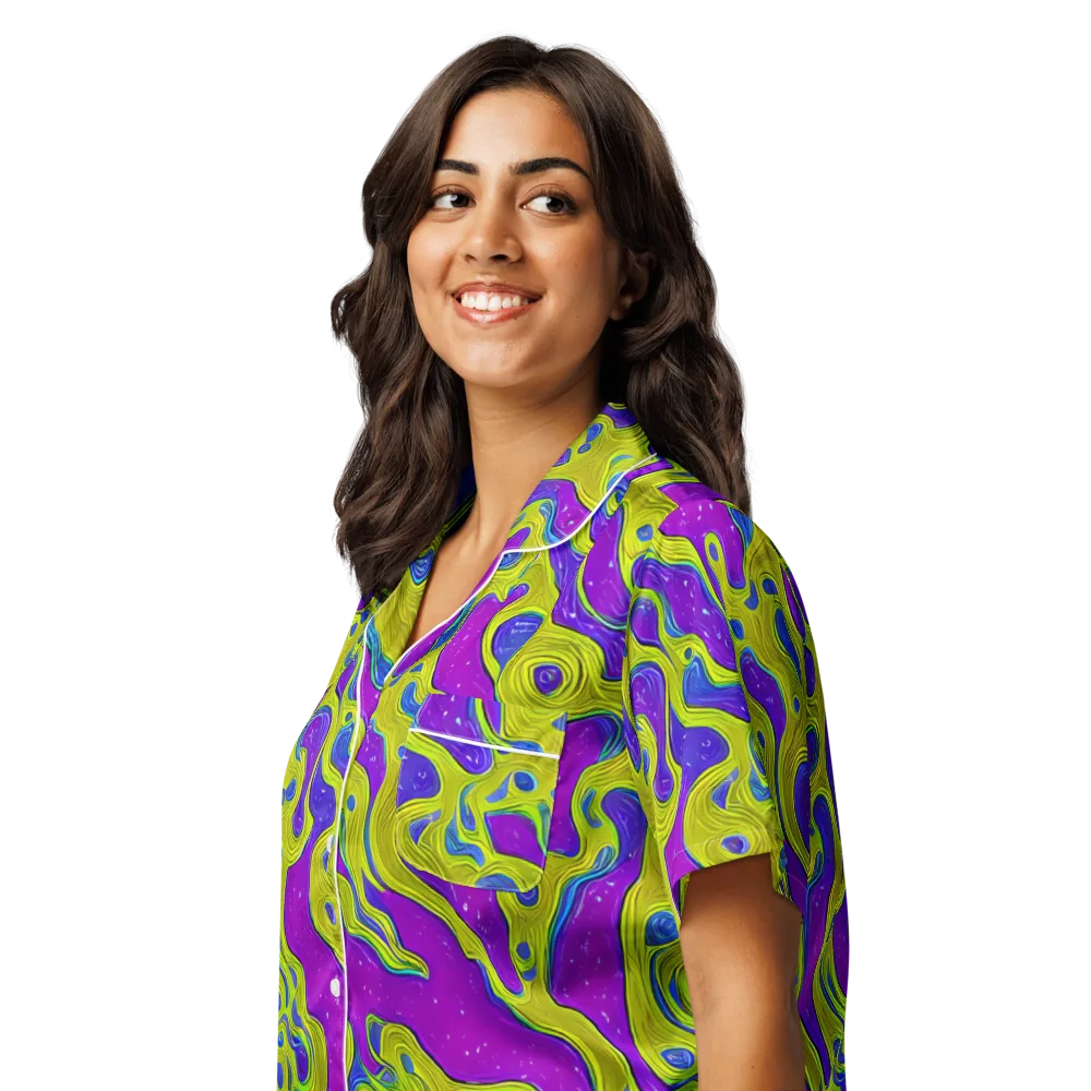 Electric Mire on Women's Short Sleeve Pajama Top — Left Front