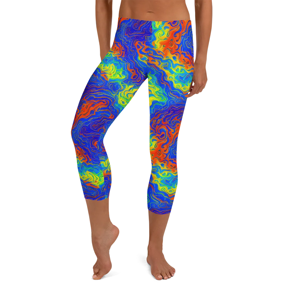Blue Heatwave on Capri Leggings — Front