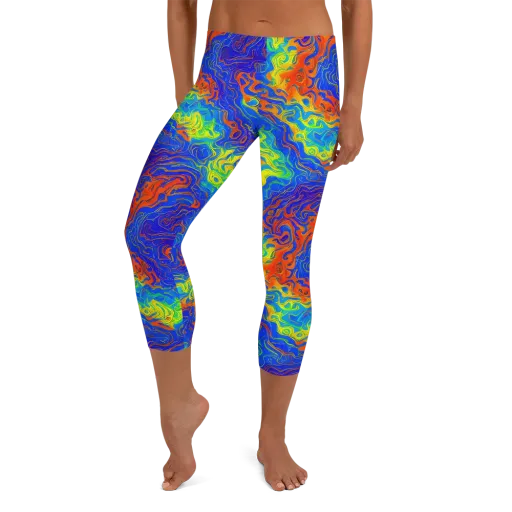 Blue Heatwave on a Capri Leggings