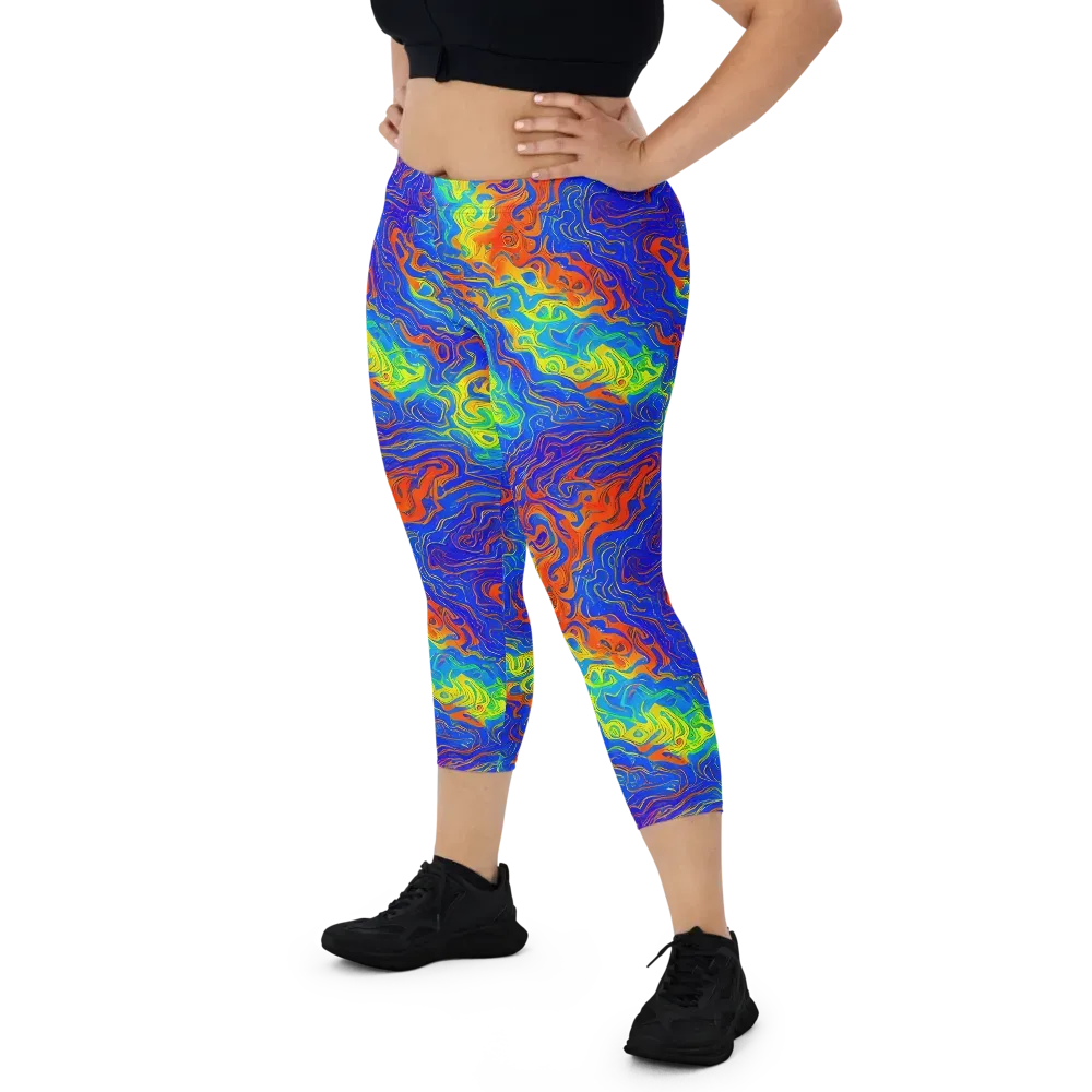 Blue Heatwave on Capri Leggings — Front