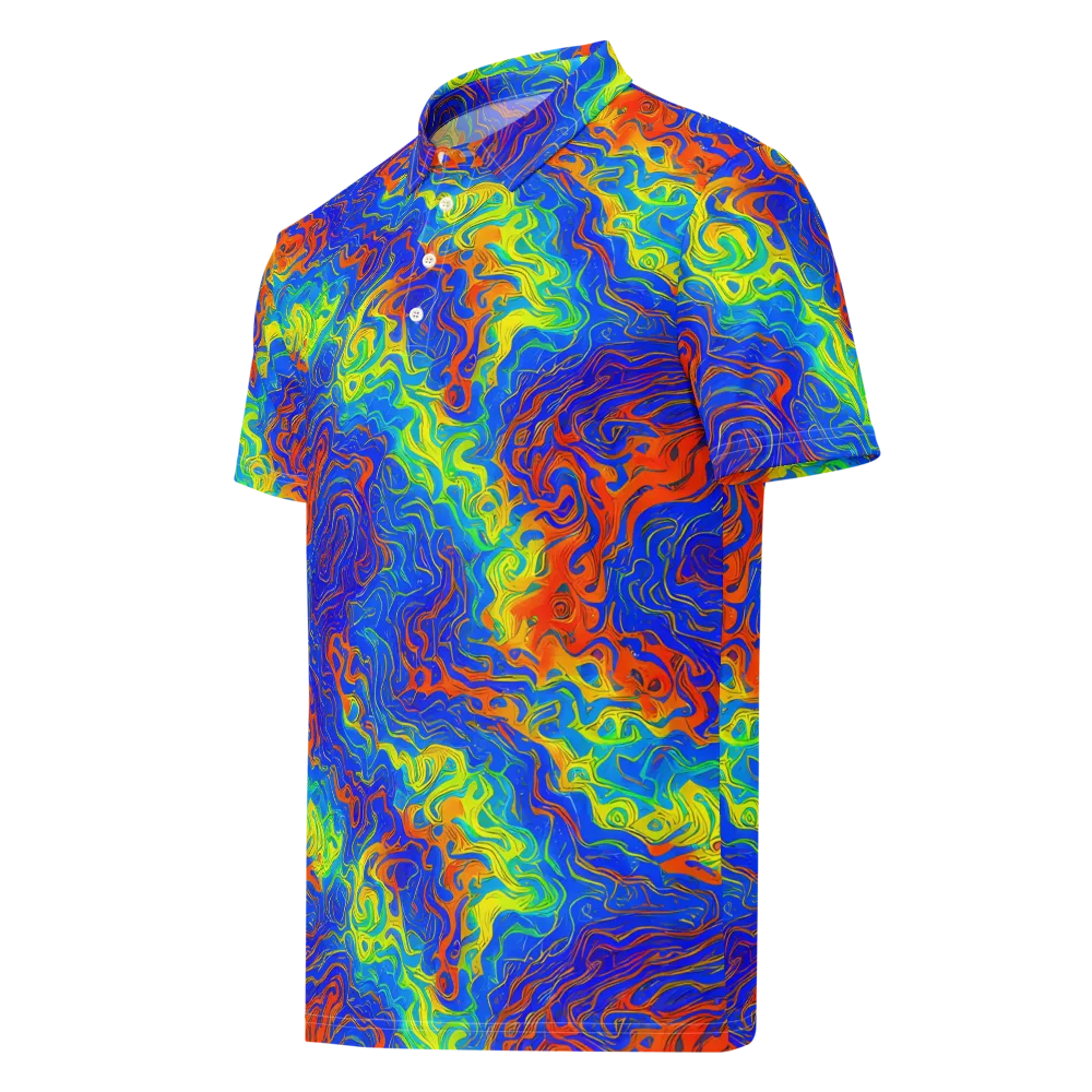 Blue Heatwave on Men's Slim Fit Polo Shirt — Left Front