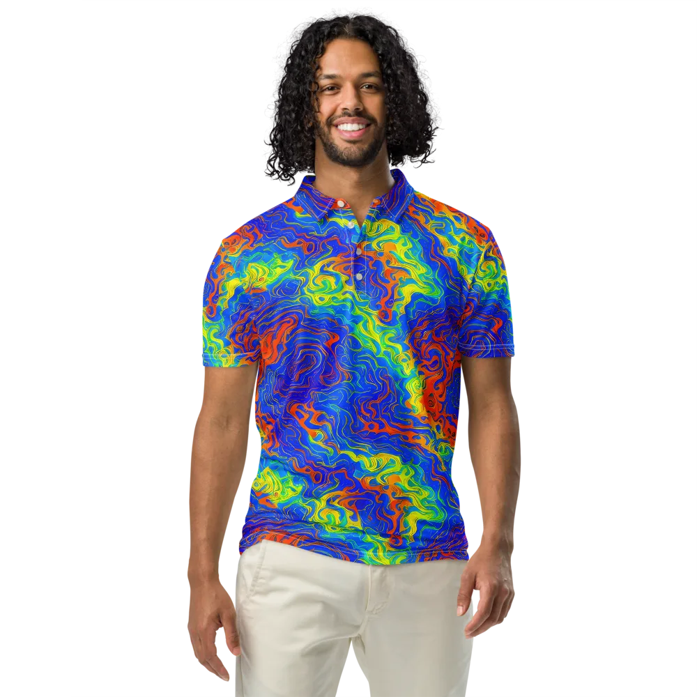 Blue Heatwave on Men's Slim Fit Polo Shirt — Front