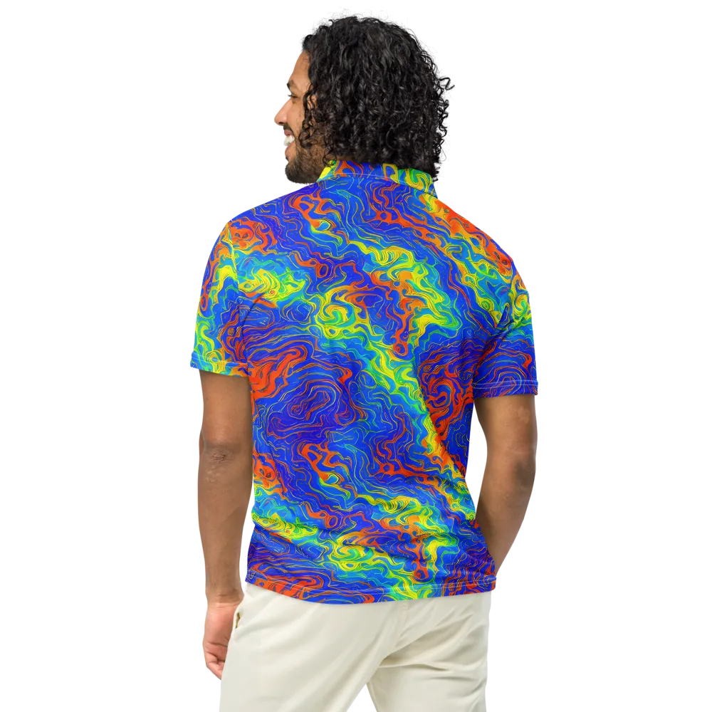 Blue Heatwave on Men's Slim Fit Polo Shirt — Back