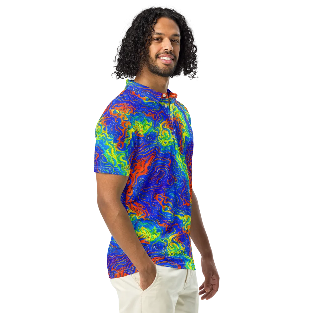 Blue Heatwave on Men's Slim Fit Polo Shirt — Right Front