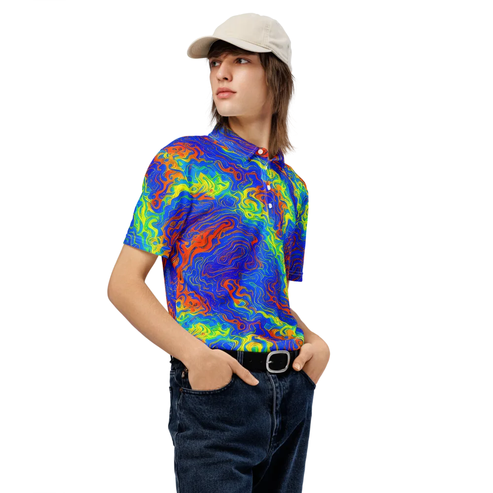 Blue Heatwave on Men's Slim Fit Polo Shirt — Right Front