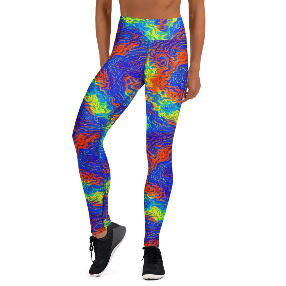 Blue Heatwave on Yoga Leggings — Front