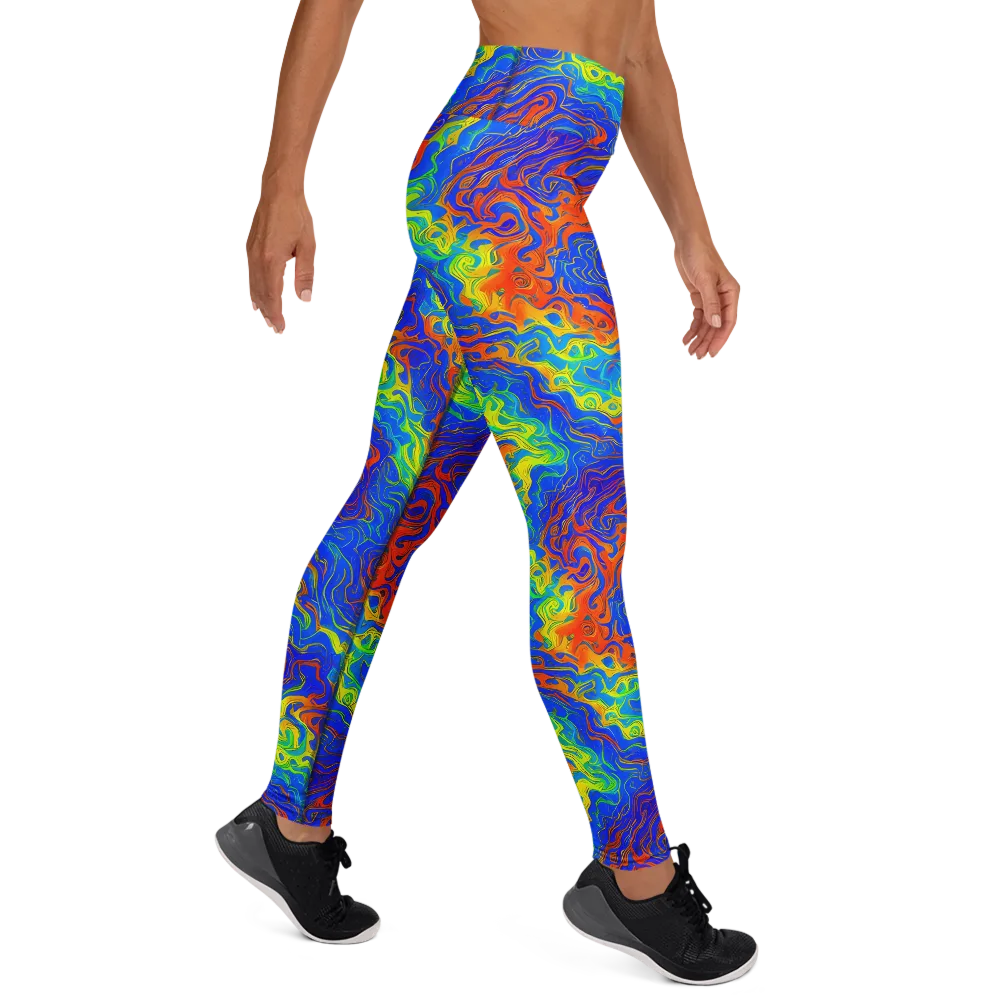 Blue Heatwave on Yoga Leggings — Right