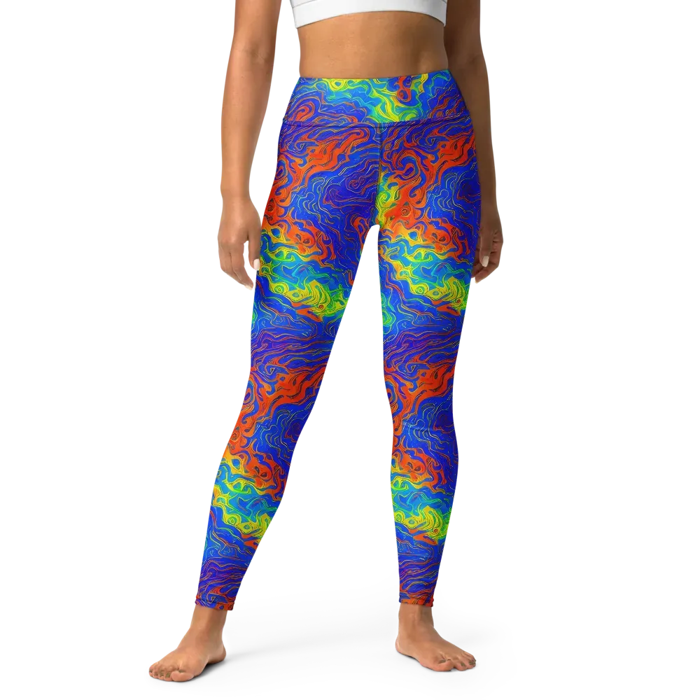 Blue Heatwave on Yoga Leggings — Front