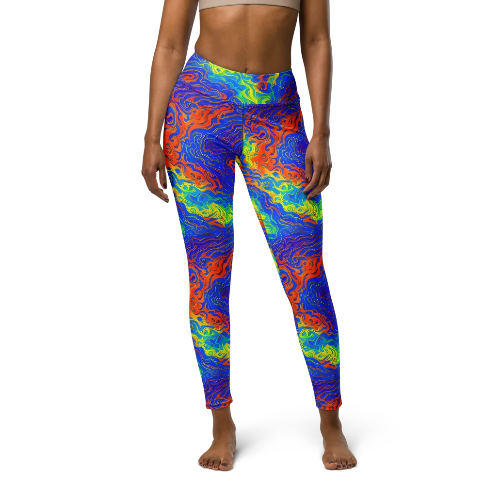 Blue Heatwave on Yoga Leggings — Front