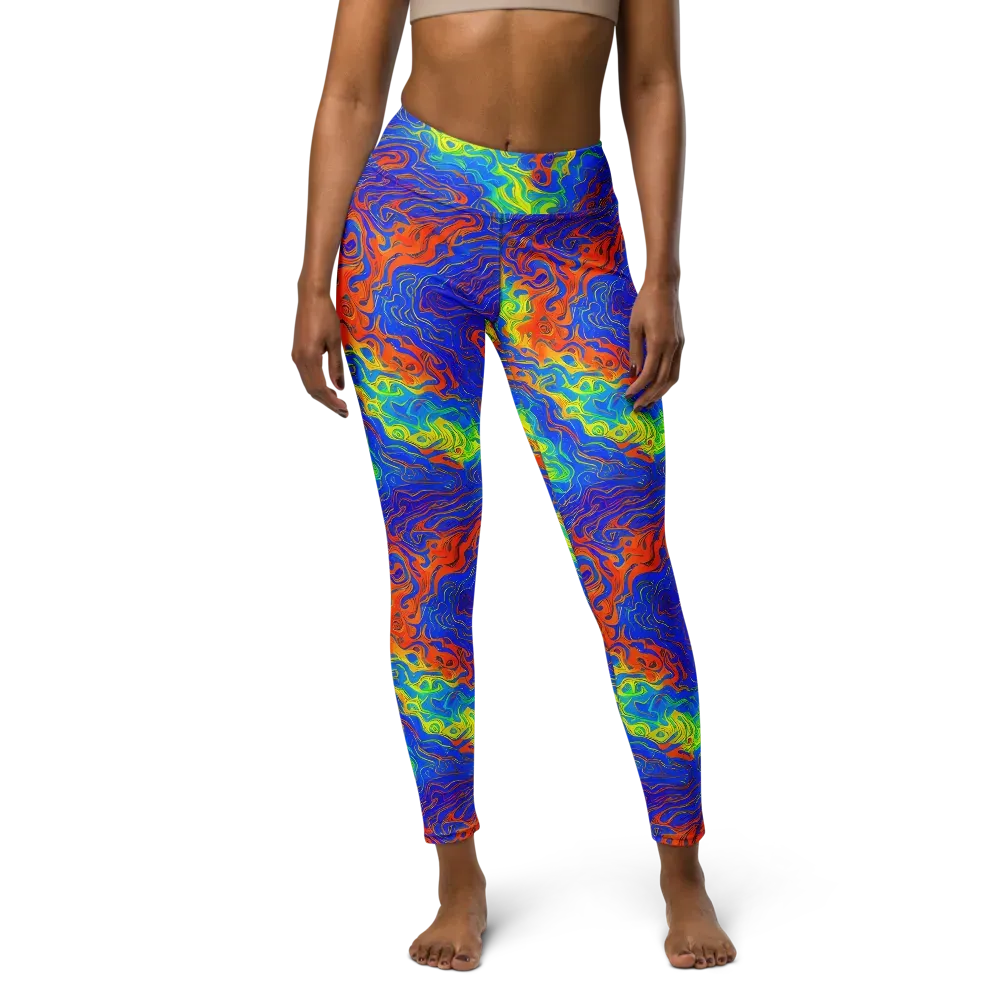 Blue Heatwave on Yoga Leggings — Front