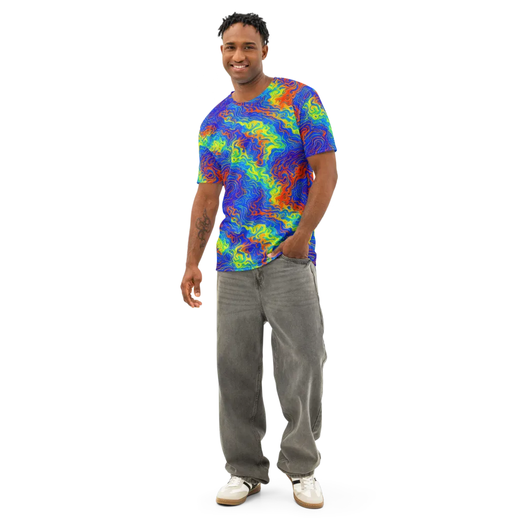 Blue Heatwave on Men's Cotton Crew Neck T-Shirt — Front