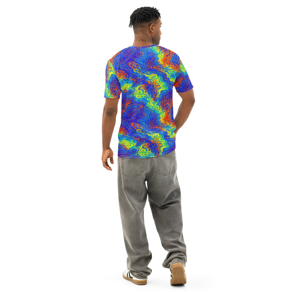 Blue Heatwave on Men's Cotton Crew Neck T-Shirt — Back