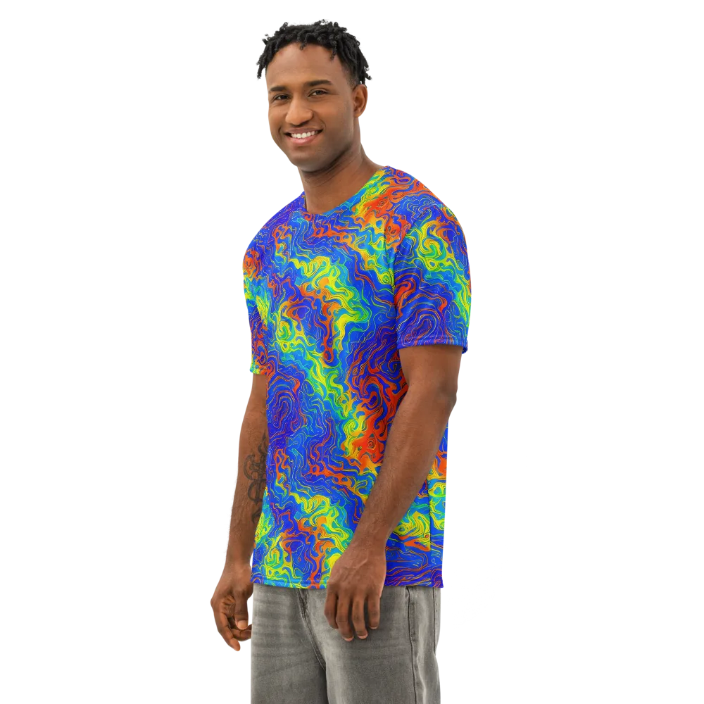 Blue Heatwave on Men's Cotton Crew Neck T-Shirt — Left Front