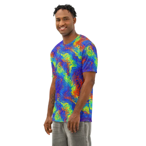 Blue Heatwave on a Men's Cotton Crew Neck T-Shirt