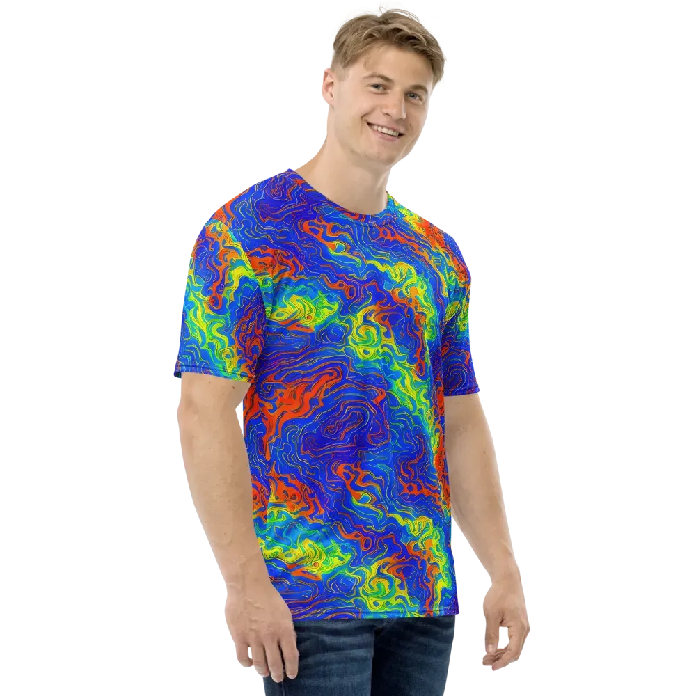 Blue Heatwave on Men's Crew Neck T-Shirt — Right