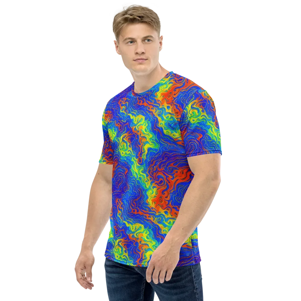 Blue Heatwave on Men's Crew Neck T-Shirt — Left