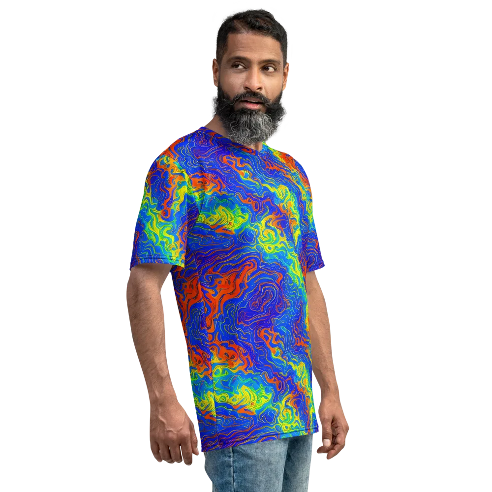 Blue Heatwave on Men's Crew Neck T-Shirt — Right