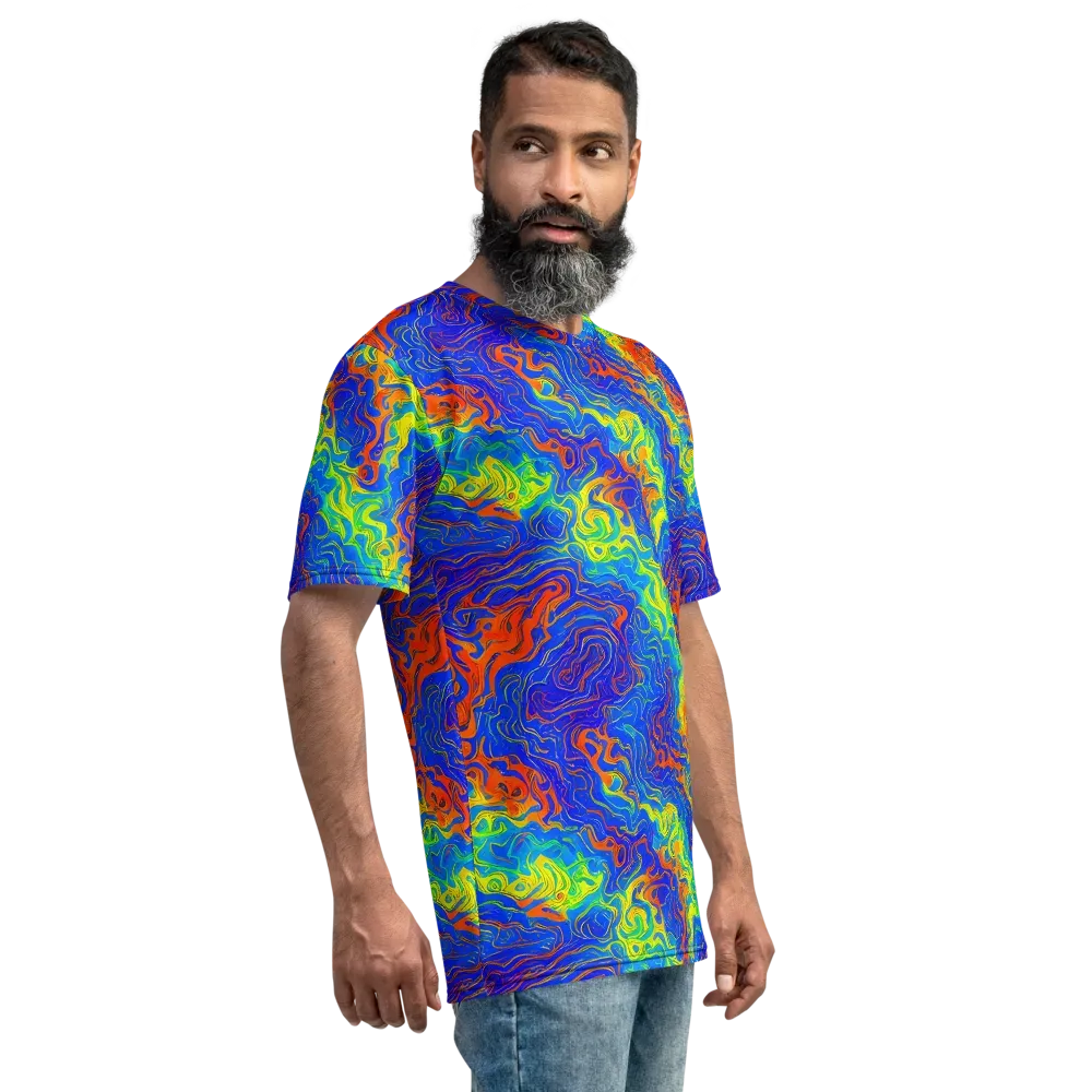 Blue Heatwave on Men's Crew Neck T-Shirt — Right