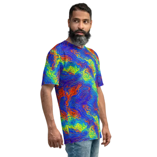 Blue Heatwave on a Men's Crew Neck T-Shirt