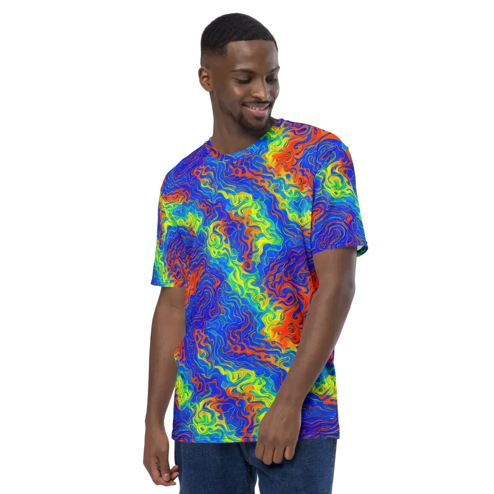 Blue Heatwave on Men's Crew Neck T-Shirt — Left