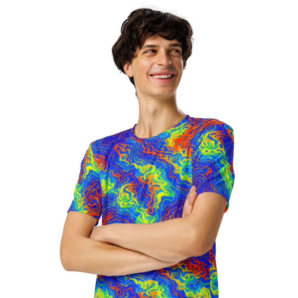 Blue Heatwave on Men's Crew Neck T-Shirt — Left Front