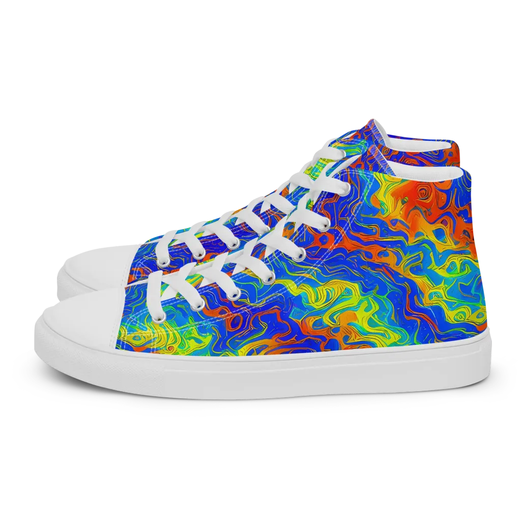 Blue Heatwave on Men's High Top Canvas Shoes — Left