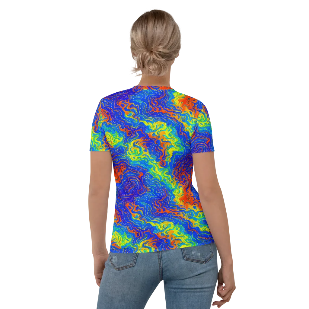 Blue Heatwave on Women's Crew Neck T-Shirt — Back