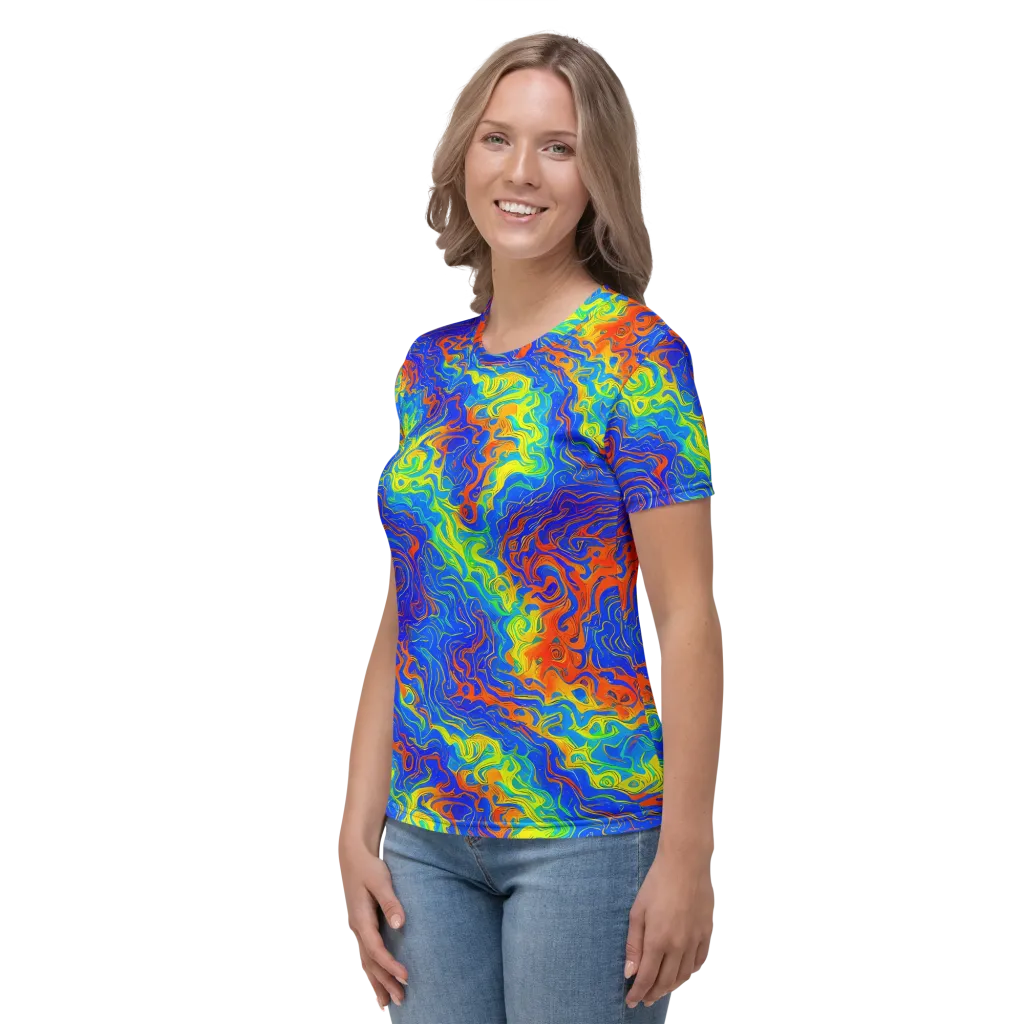 Blue Heatwave on Women's Crew Neck T-Shirt — Left