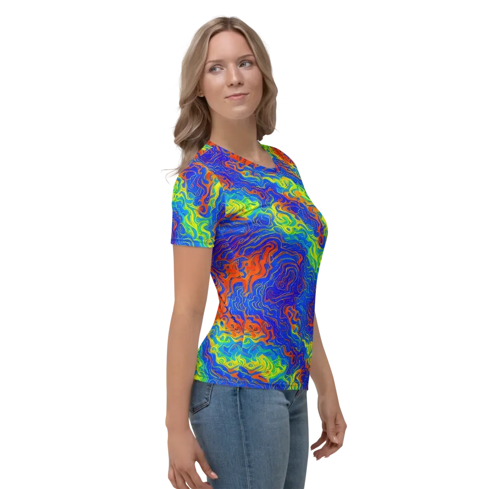 Blue Heatwave on Women's Crew Neck T-Shirt — Right