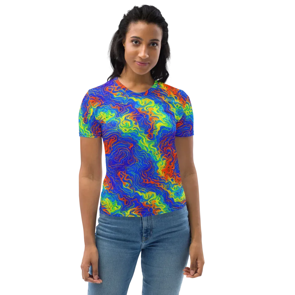 Blue Heatwave on Women's Crew Neck T-Shirt — Front