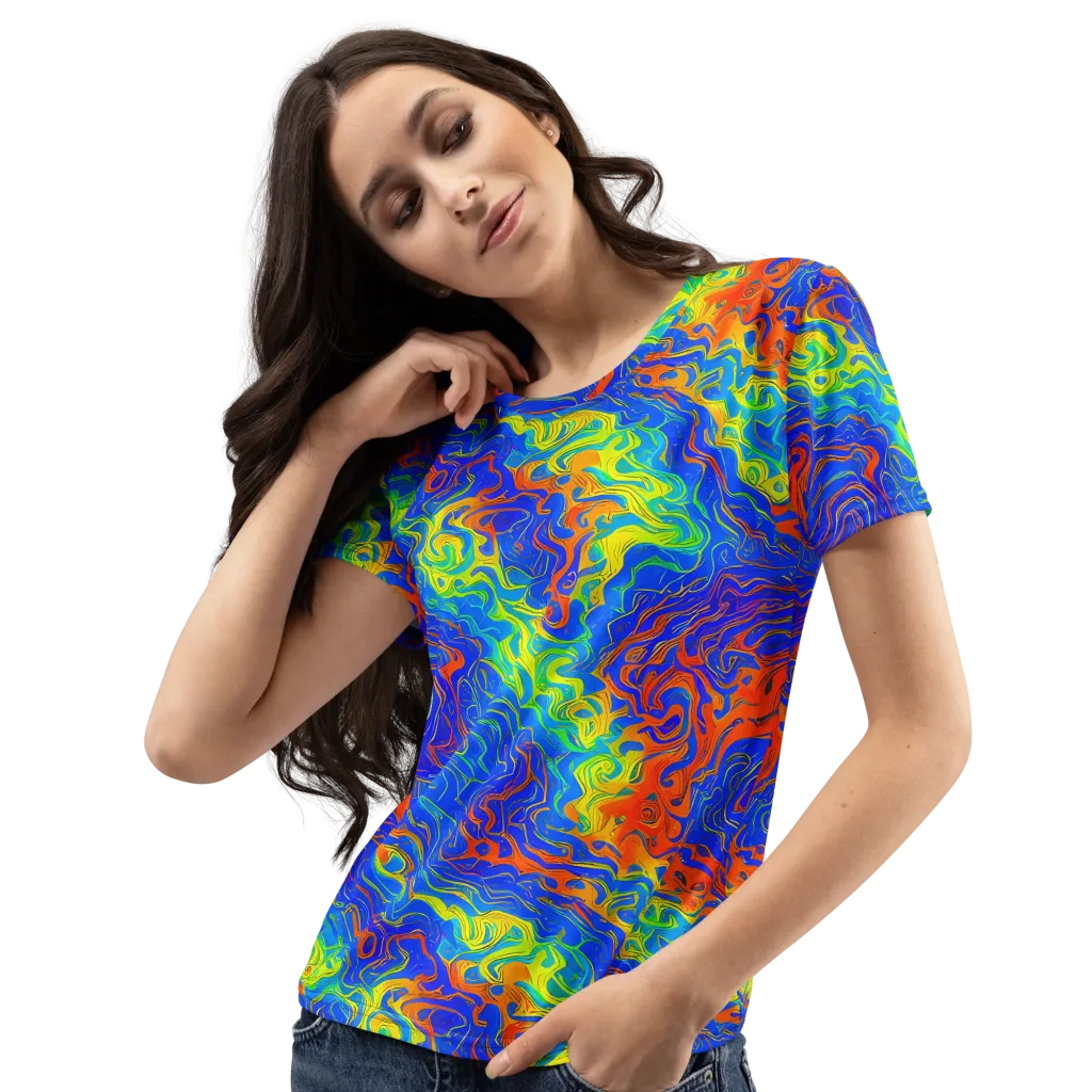 Blue Heatwave on Women's Crew Neck T-Shirt — Left Front