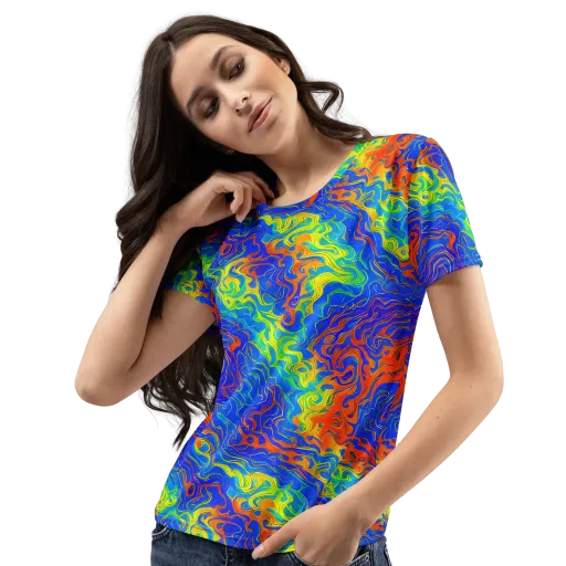 Blue Heatwave on a Women's Crew Neck T-Shirt