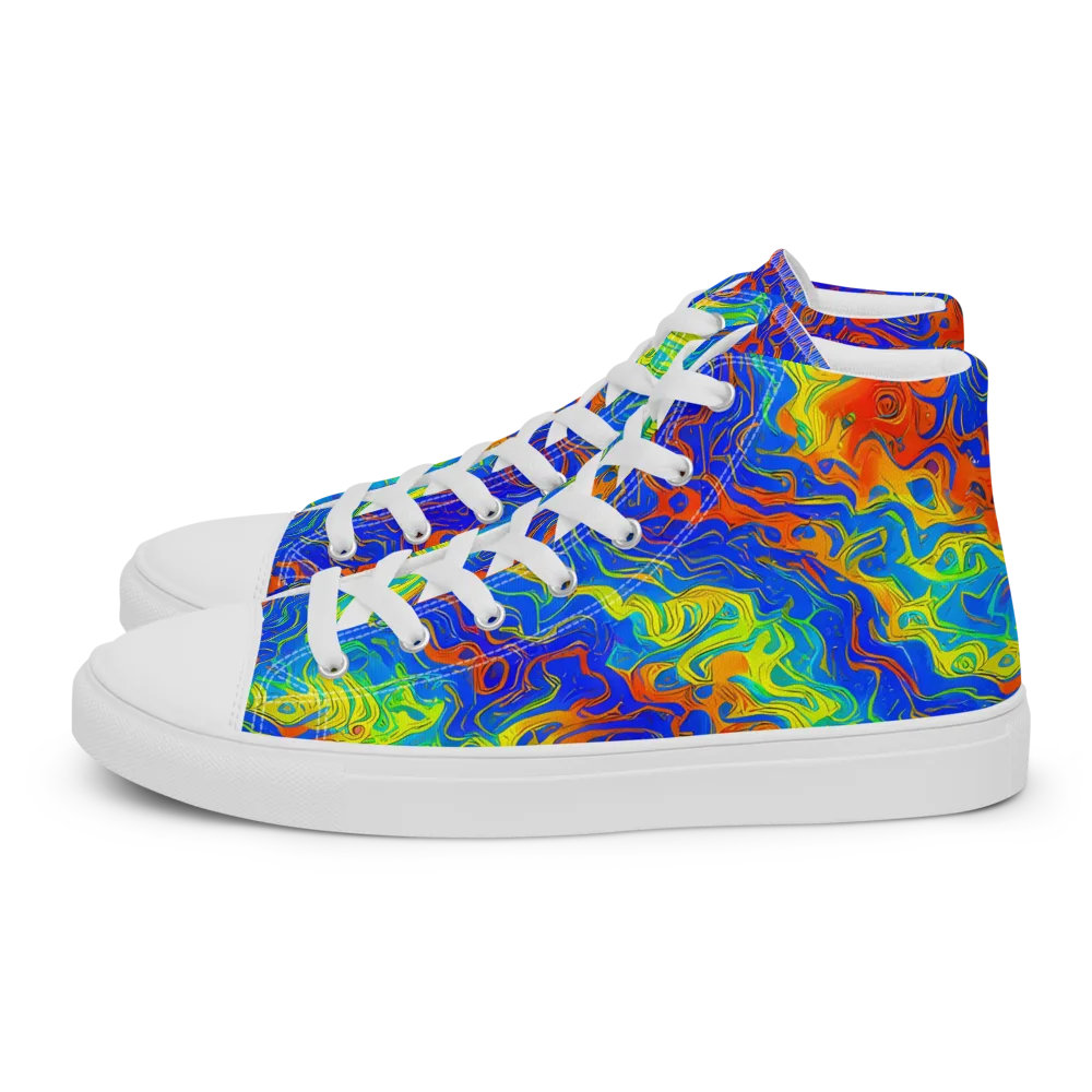 Blue Heatwave on Women's High Top Canvas Shoes — Left